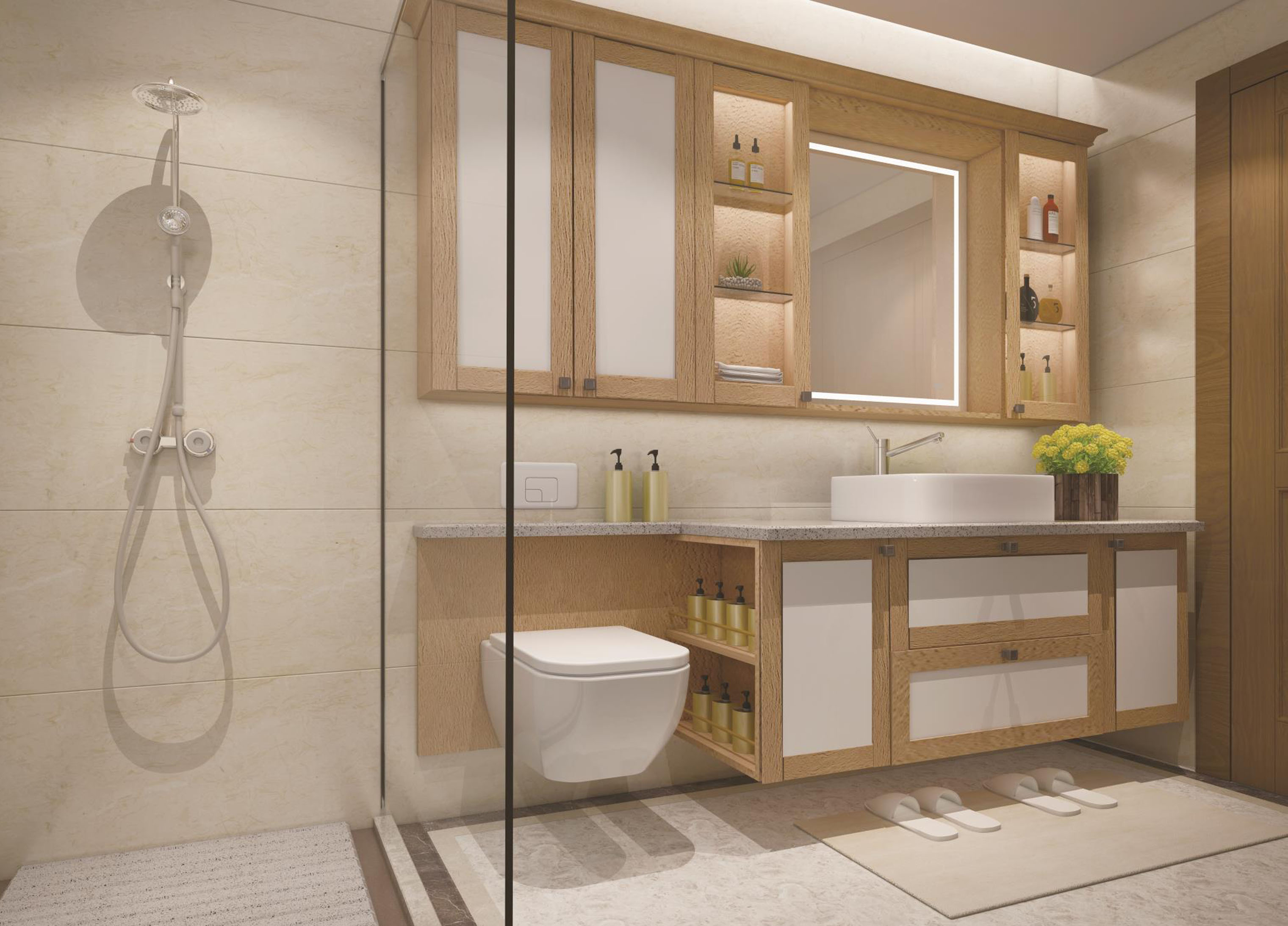 bathroom cabinet moist-proof melamine quartz worktop
