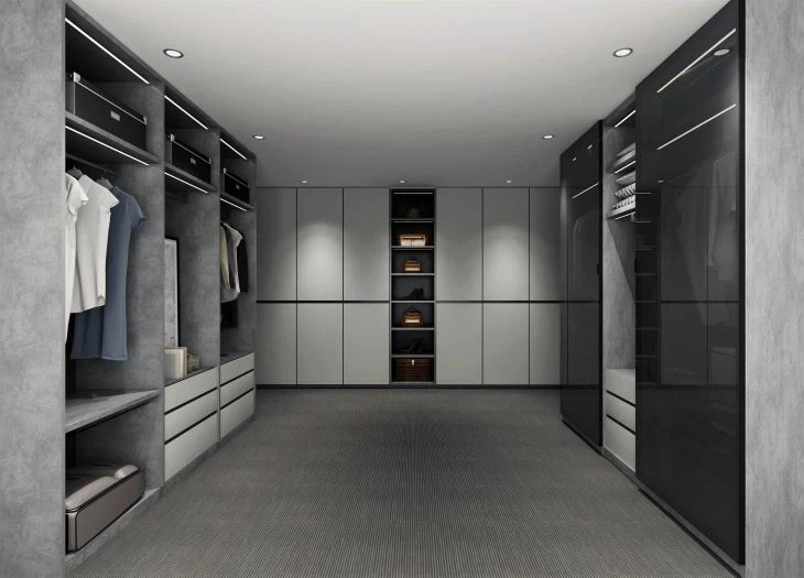 Modern Gray Simple Design Wardrobe Cabinet