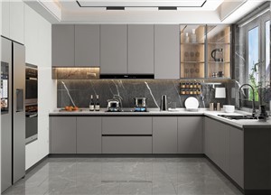 Топли сиви кухињски ормари